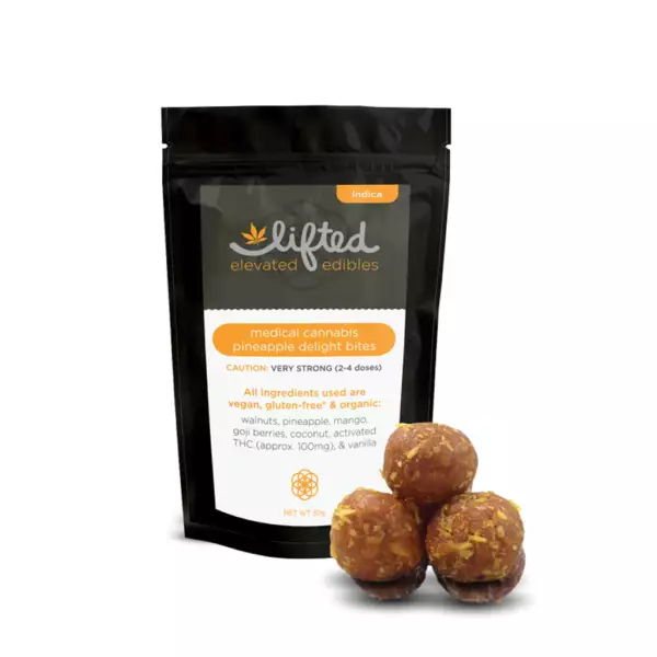 Buy Pineapple Delight Bites 120mg Online. These incredible creations combine dried fruits and finely ground nuts with hash-infused coconut oil to tantalize your taste buds with fresh, invigorating flavors.
