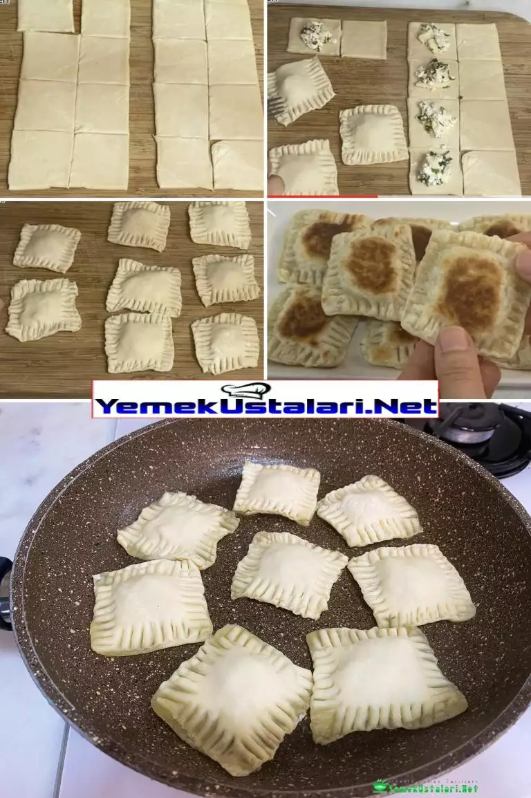 Fırın Yok Tavada!!  En Kolay ve Lezzetli Tavada Peynirli Milföy Böreği Tarifi / Kahvaltılık Kolay Tarifler