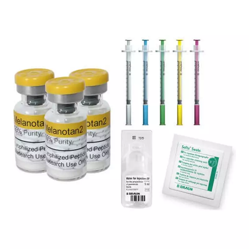 3 Vial Tanning Injection Starter Kit (3 Vials, 3 Water, 33 Pins, 33 Swabs)