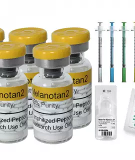 5 Vial Melanotan 2 Tanning Injection Kit (5 Vials, 5 Water, 55 Pins, 55 Swabs)