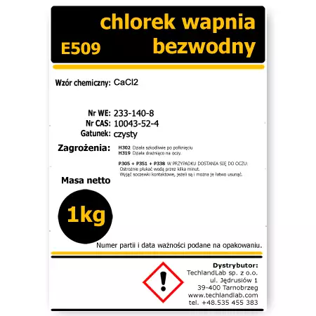 chlorek wapnia bezwodny 1kg E509