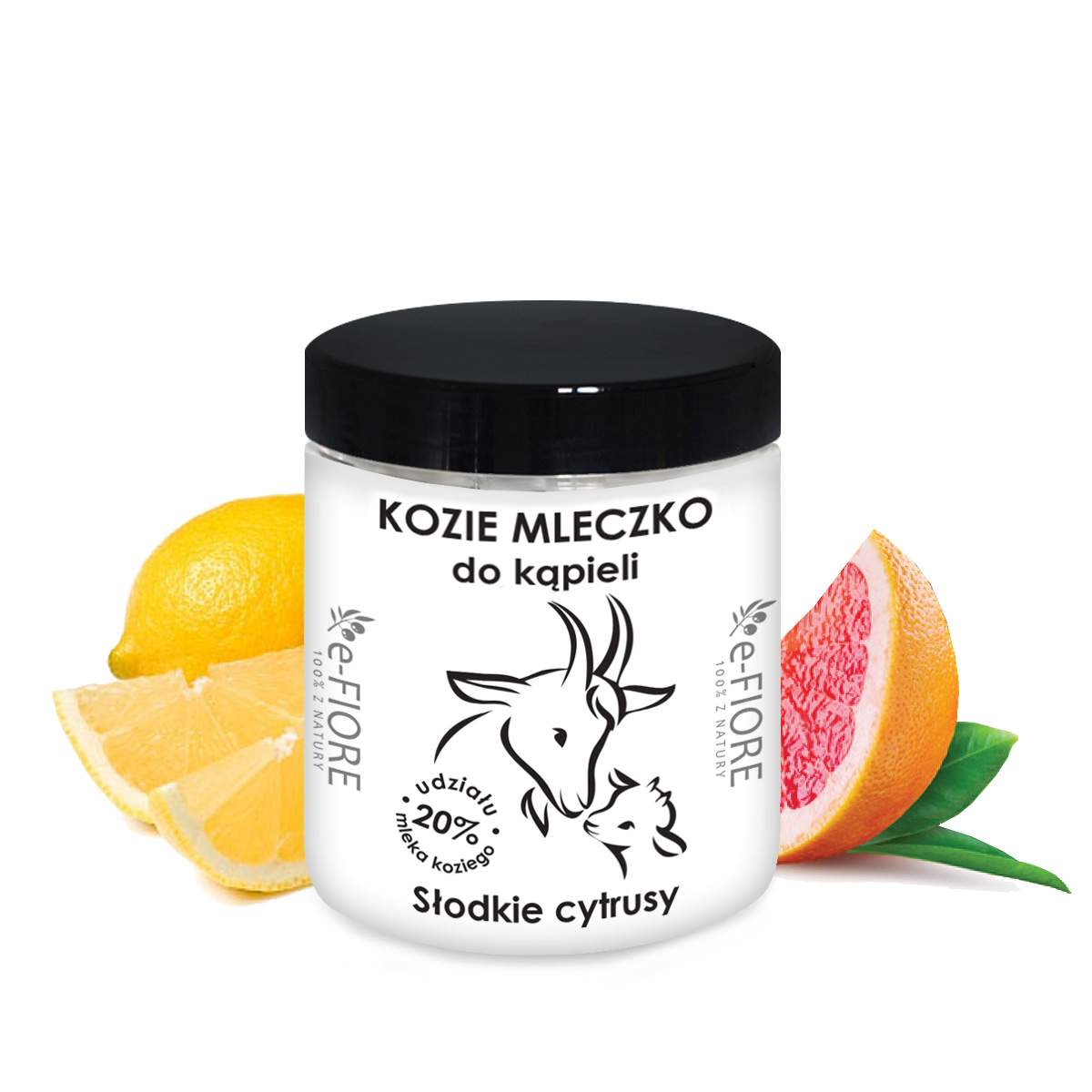 Kozie mleko do kąpieli z kolagenem, pantenolem, olejkiem jojoba SŁODKIE CYTRUSY 400g